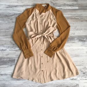 Mustard Dress with Button Detail